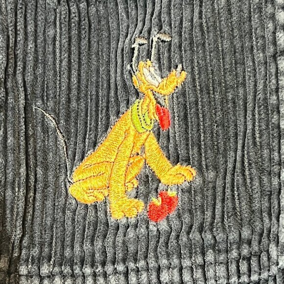 Vintage Disney Mickey Mouse Pluto Corduroy Shirt Embroidered Black 90s Large - Picture 6 of 12